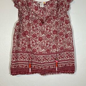 C&C California Burgundy Floral Blouse size Medium